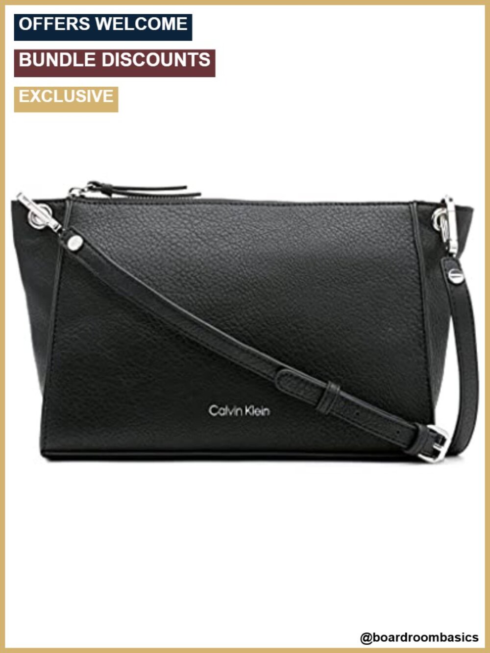Calvin Klein Reyna Vegan Leather Crossbody Handbag Adjustable Strap